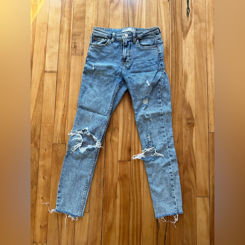 Ripped Denim Skinny Jeans Bershka